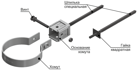 Хомут STANDARD универсальный
                    и шпилька с гайкой